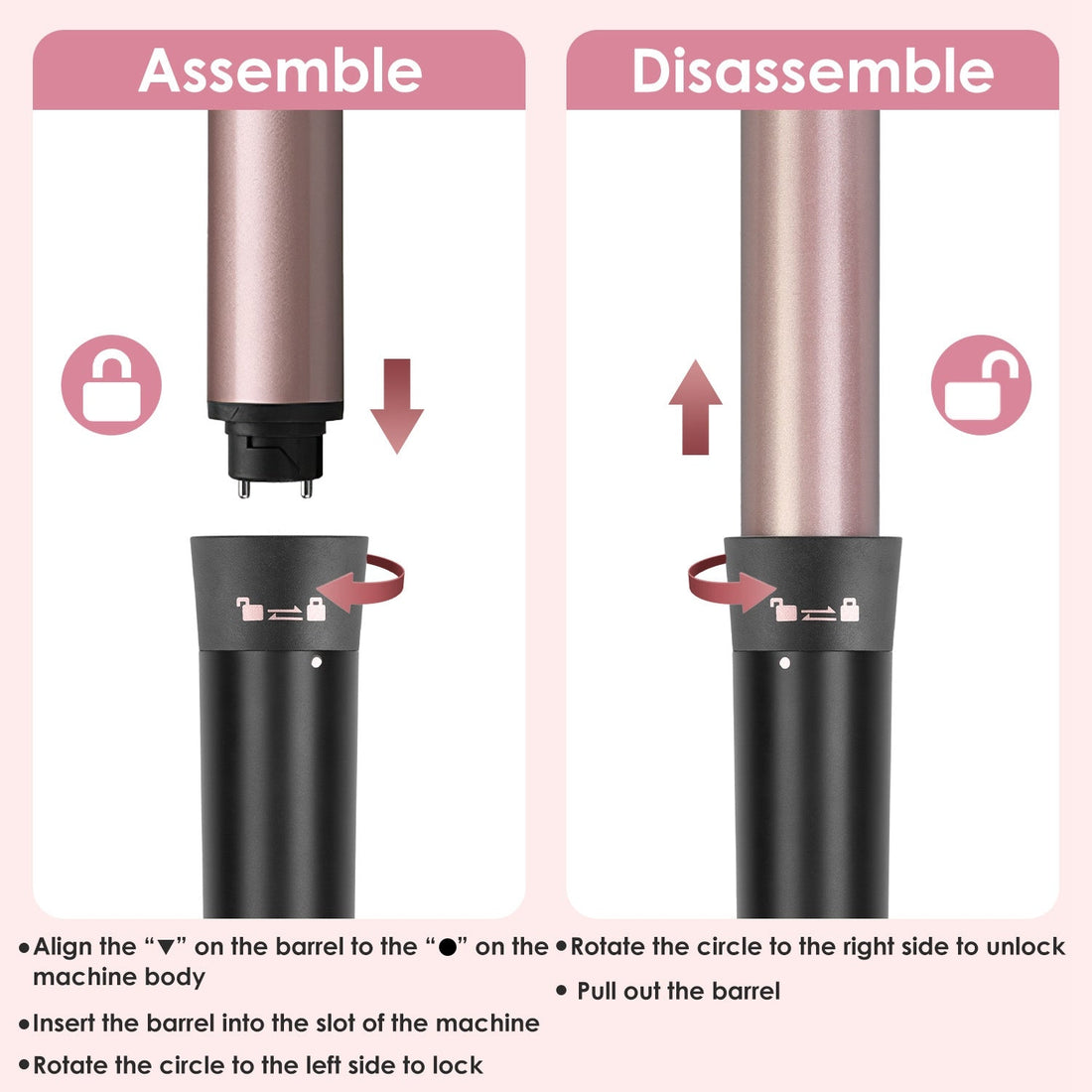 5 in 1 Curling Wand Hair Curling Iron Brush Hair Thermal Brush Curler with 4 Heating Levels 360¡ Rotatable Cable 5 Interchangeable Barrels 2 Clips Lea