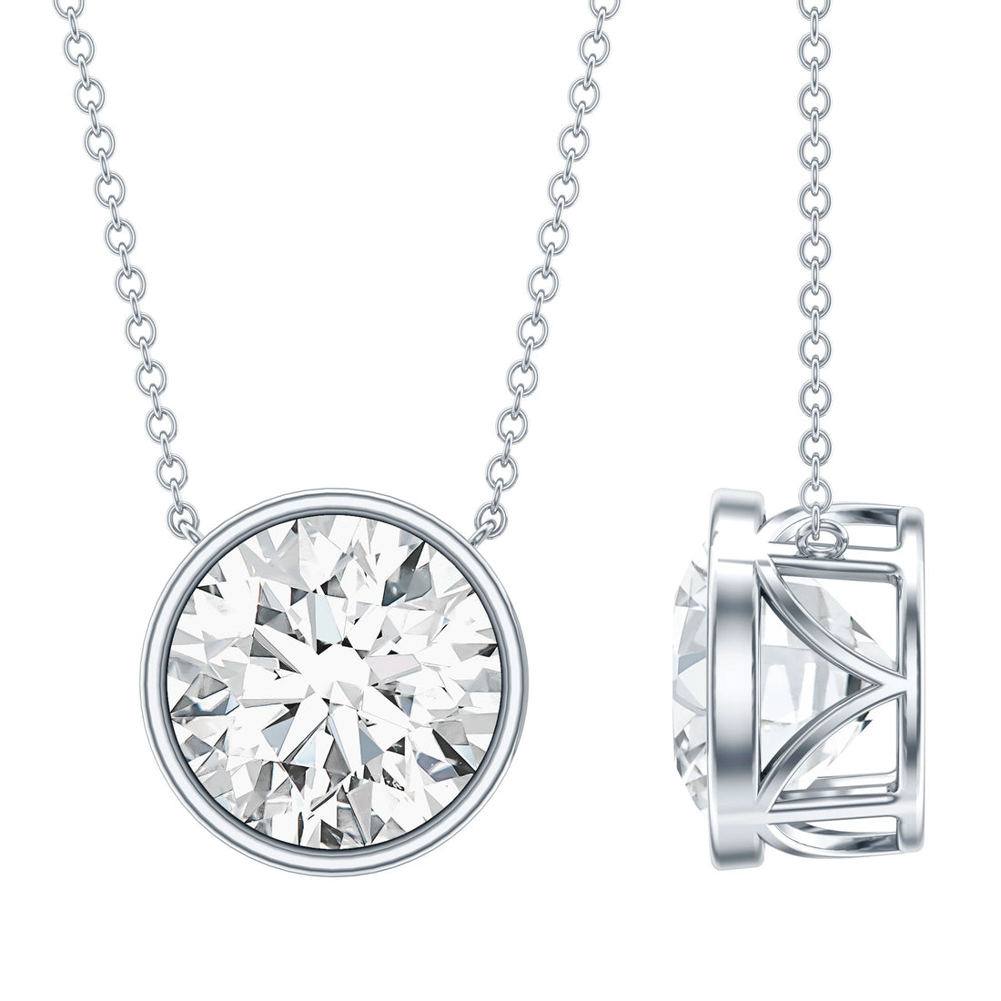 4 Carat Bezel Set Lab Grown Diamond Necklace with IGI Certificate
