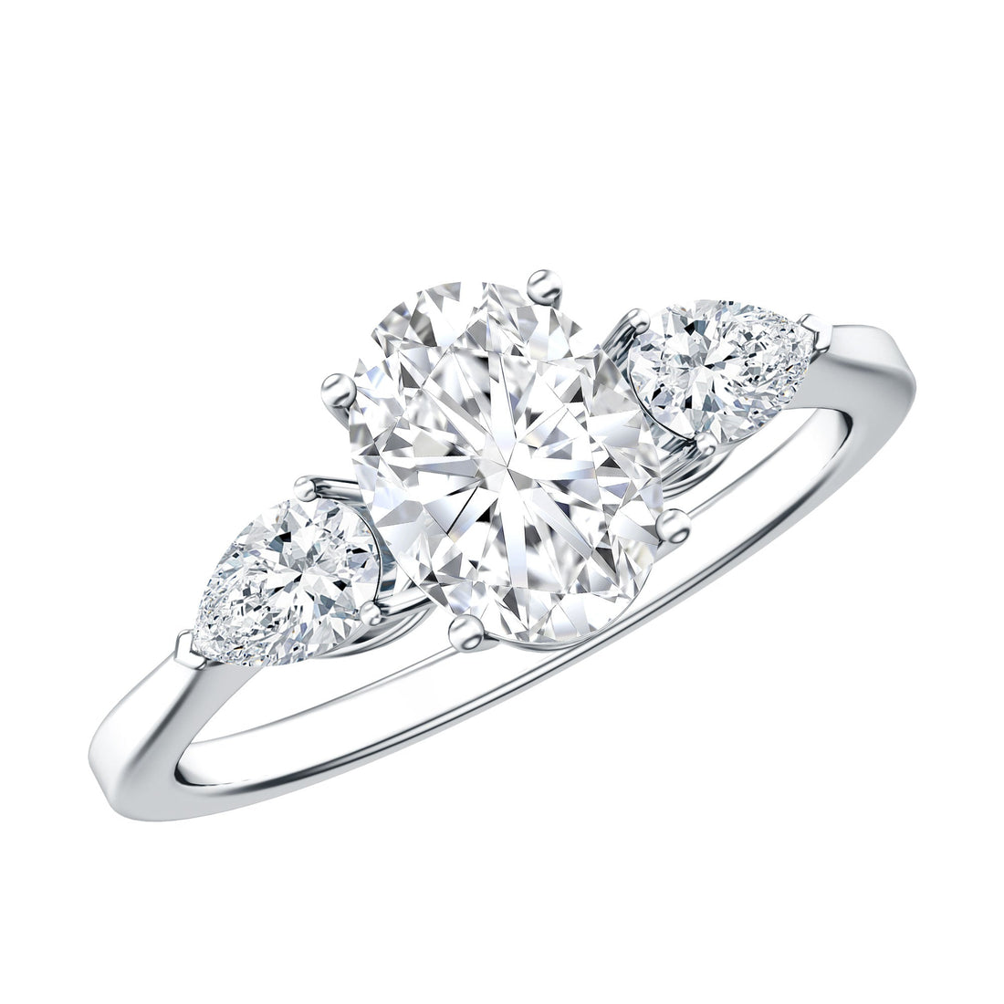 1 Carat Lab Grown Diamond Three Stone Engagement Ring with IGI Certificate