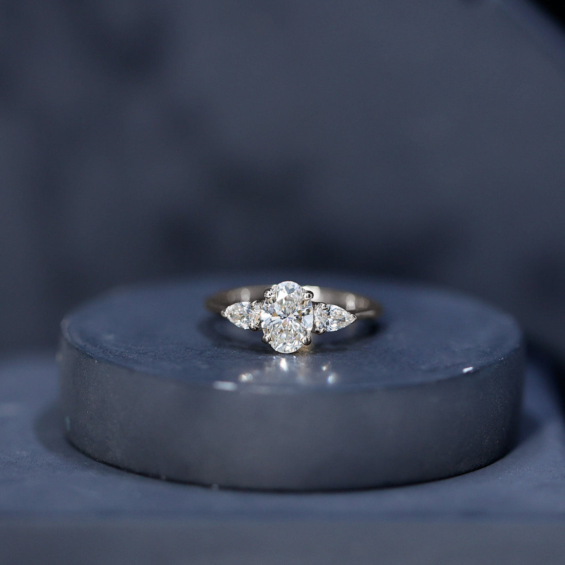 1 Carat Lab Grown Diamond Three Stone Engagement Ring with IGI Certificate