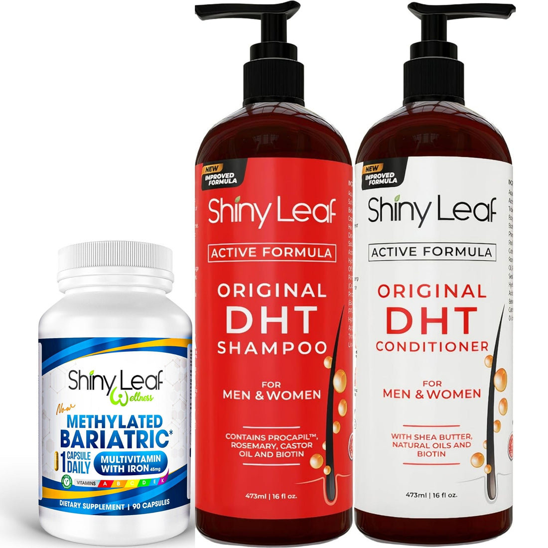Bariatric Multivitamin with Iron With DHT Original Shampoo and Conditioner Hair Care Bundle