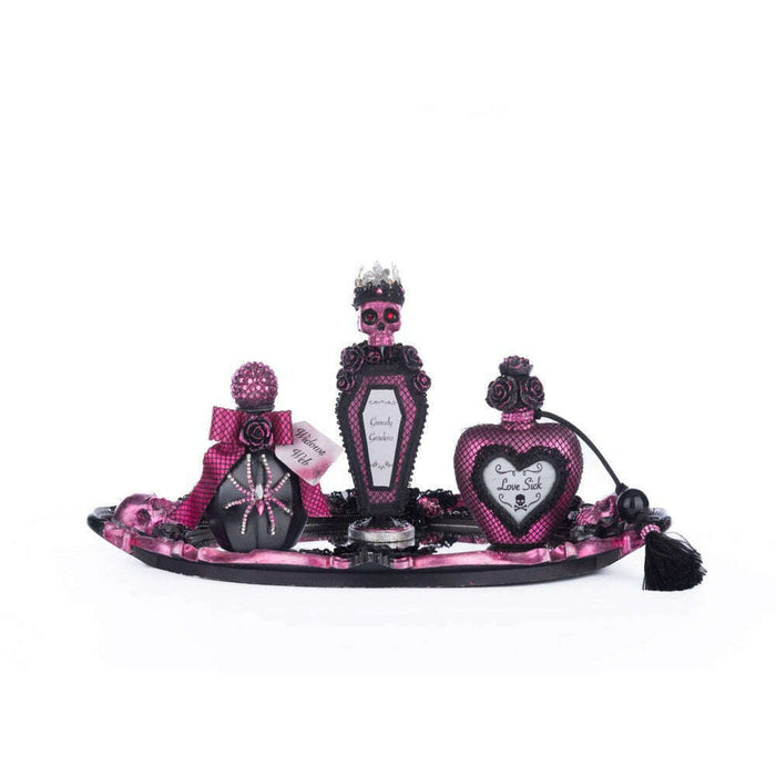 Pink Passion Vanity Tray with Bottles Set | Halloween Decor | Katherine's Collection